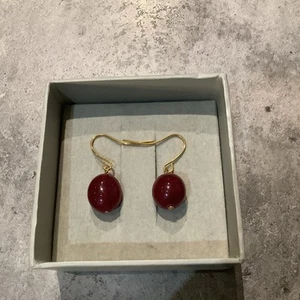 GENUINE EARTH MINED RUBY EARRINGS - Picture 1 of 2
