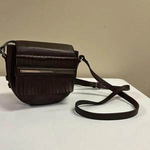 Massimo Dutti Italian Brown Leather Crossbody Purse Fringe Magnetic Close Flap - Picture 1 of 17