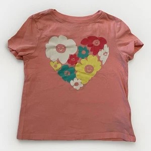 Girls Toddler Old Navy Pink Flower Heart Print T-Shirt Size 4T - Picture 1 of 4