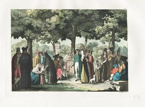 La Rambla Barcelona Costume Spain Aquatinta Etching Ferrario 1820 - Picture 1 of 1