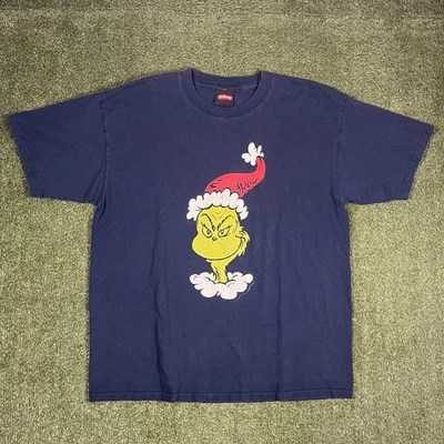 复古 How The Grinch Stole 圣诞 T 恤 Dr Seuss 蓝色 Y2K 男式 XL — 第 1/4 张图片
