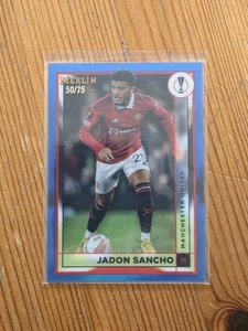 2022 Topps Merlin UEFA Club Competitions Blue Refractor /75 Jadon Sancho SP - Picture 1 of 2
