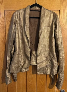 Rick Owens Women’s Metallic Bronze Leather Jacket – Size IT 42 / UK 10 - Picture 1 of 7