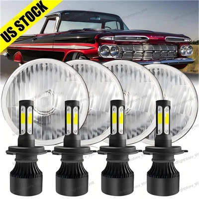 Upgrade for Ford Galaxie 500 1962-1974 4pcs 5.75" Round Led Headlights High/Low - Image 1 of 4