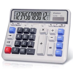 Desktop Calculator Solar Battery Dual Power with 12-Digit Large LCD Display a... - Picture 1 of 9