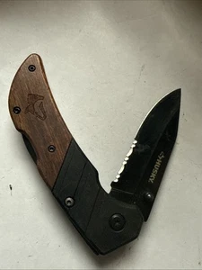 USED Husky Wood Handle Sporting Hunting Combination Blade Pocket Knife 1022 - Picture 1 of 4