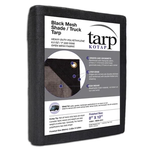 Kotap 8-ft x 10-ft Heavy-Duty 6.5 Oz Black Mesh Shade/Truck Tarp, Item: MESH-... - Picture 1 of 8