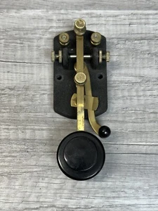 Vintage Brass Morse Code Telegraph Key HAM RADIO Off Switch Castro Base E9 - Picture 1 of 9