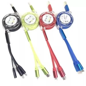 Wysuwany kabel ładujący 3 w 1 Multi USB 6 kolorów - Zdjęcie 1 z 8