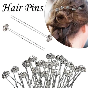 Rhinestone Bridal Hair Pins Wedding Prom Clips Flower Crystal Grips Jewellery - Picture 1 of 12
