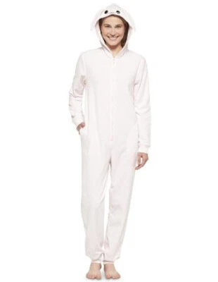Womens BUNNY Hooded Pajamas One Piece Fleece Rabbit Adult Union Suit Costume - Image 1 of 3