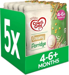 5 x Cow & Gate Creamy Porridge Baby Food Cereal, 4-6+ Months, 125 g - Picture 1 of 6