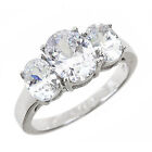 5.80Ct Oval Cut Moissanite Three Stone Engagement Anniversary Ring 925 Silver