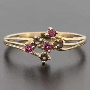 9ct Yellow Gold Topaz & Smokey Quartz Cluster Ring Size Q Hallmarked - Picture 1 of 9