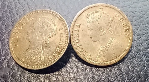 1886 & 1875 British India 1/4 Rupee Silver Coin Cuff Links - World Silver Cover