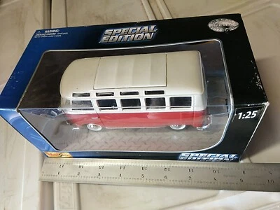 Sealed Maisto Special Edition 1:25 Red VW Samba Bus Van Detailed Diecast Model - Image 1 of 4