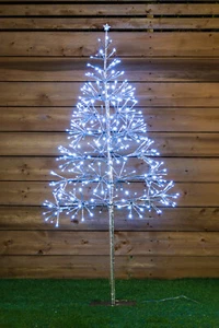 Clearance-4.5Ft Silver/Brown Cluster Christmas Tree W/Sparkling LEDs Outdoor Use - Picture 1 of 16