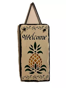 welcome Swingers sign Art on tile signed Bock 12”x6” Upside down Pineapple - Picture 1 of 7