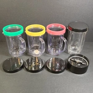Magic Bullet Blender (12) Piece Replacement Flat Blade with Party Mugs with Lids - Picture 1 of 9