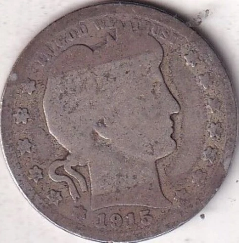 1915 SILVER Barber Quarter #270 - AG - BEAUTIFUL COLOR - BEAUTIFUL COIN Cover