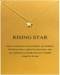 Collar Oro Pavimentado Con Inicio Colgante Collar con Tarjeta de Mensaje para Regalo 16" - Imagen 1 de 2