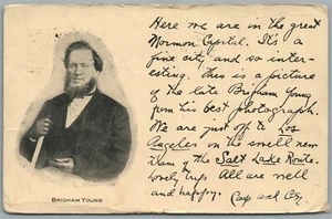 ANTIGUA POSTAL BRINGHAM JOVEN LÍDER DE LA IGLESIA MORMONA FUNDADOR DE LA CIUDAD DEL LAGO SALT - Imagen 1 de 2