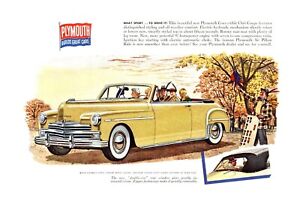 1950 Plymouth Convertible Club Coupe Yellow 1949 Print Ad 6.75"w x 10"t