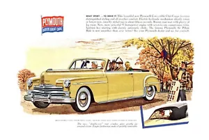 1950 Plymouth Convertible Club Coupe Yellow 1949 Print Ad 6.75"w x 10"t - Picture 1 of 1