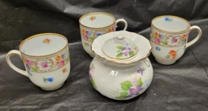 SCHUMANN GERMANY DRESDEN DEMITASSE CUPS SET OF 3 WITH SUGAR BOWL - Picture 1 of 12