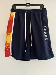 Chaps Ralph Lauren Swim Trunks Men’s Medium Shorts Blue Spell out MINT - Picture 1 of 9