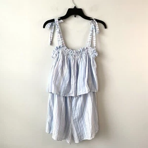 Madewell Tie Strap Overlay Cover-Up Romper Light Blue M - Picture 1 of 7
