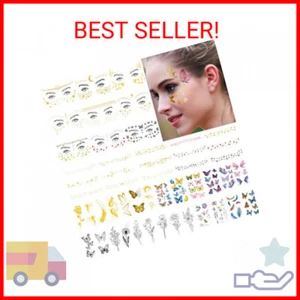 54 Sheets Glitter Face Tattoos Stickers, 150+ Pcs Glitter Freckles Face Tattoo, - Picture 1 of 2