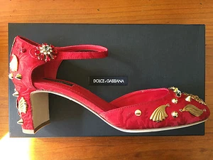 new RRP $1400 DOLCE & GABBANA JACQUARD EMBELLISHED PUMPS HEELS SHOES s 40 - Picture 1 of 9