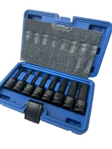 8Pcs 1/2" Dr Metric Hex Driver Long Impact Allen Torx Socket Bit 6-17mm CrMO - Picture 1 of 4