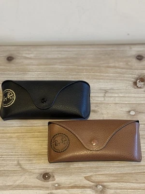 Ray-Ban Leather Glasses Case Set of 2 Black and Brown - Image 1 of 4
