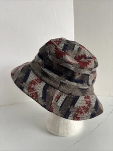 Pendleton Wool Bucket Hat Gray Dark Blue  Plaid Vtg Retro Style USA Sz Small - Picture 1 of 4