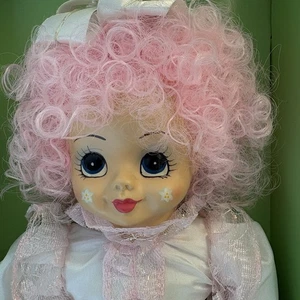 1987 Clown Puppe Flora Belle May Lily Neu aus altem Lagerbestand in Box rosa Haare Brinn’s Sammlerstück - Bild 1 von 11