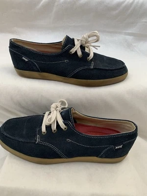 Reef Deckhand Shoes Navy Loafers Boatshoes US Men's Size 9 White Laces - Image 1 of 4