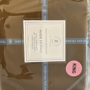 Tessitura Toscana Telerie Finest Linens King Duvet Cover 300 TC Brown Color NEW - Picture 1 of 6