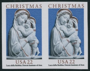 1985, USA CHRISTMAS-MADONNA AND CHILD, 22C, IMPERFORATE PAIR, NH SC.#2165a - Picture 1 of 2