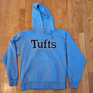 Champion Tufts University Hoodie Sweatshirt Adult Medium Light Blue EUC - Picture 1 of 4