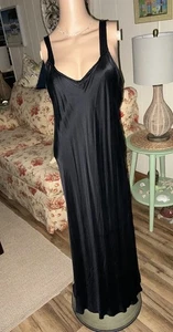 Camisón largo vintage Valerie Stevens 100 % seda NEGRO TALLA GRANDE L Chemise - Imagen 1 de 9