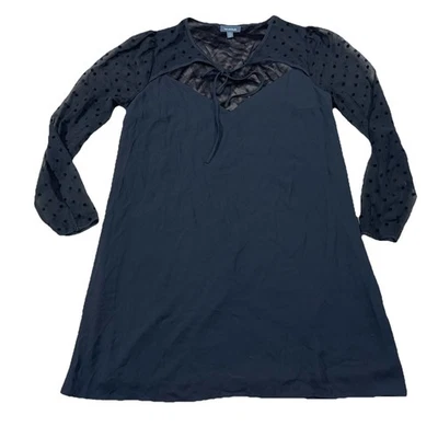 Modcloth Dress Size XL Black Aria Long Sleeve Mini Goth Wednesday Adams Sheer S2 - Image 1 of 4