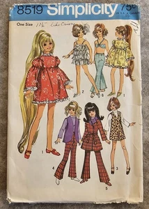 Vtg 1969 17 1/2" CRISSY doll Wardrobe Pattern Simplicity 8519 Jumper Halter Vest - Picture 1 of 2