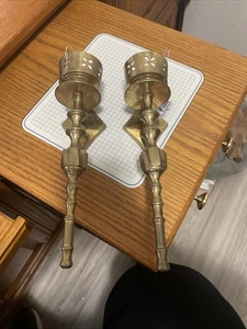 Vintage massive Messing Wandleuchter Kerzenhalter 2er Set Made in India EUC 15,00S - Bild 1 von 8
