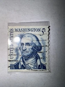 Vintage George Washington Five Cent Stamp Blue Rare Ungraded Scott 1283 Used - Bild 1 von 5