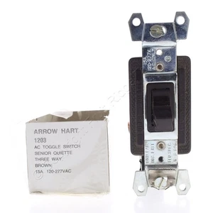Arrow Hart braun Industrie 3-Wege Kipp Lichtschalter 15A nicht erdend 1203 - Bild 1 von 11