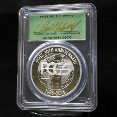 PCGS 2016 30th Anniv Medal Gold Shield Silver & Gold Plated Proof David Hall Sig — 第 1/4 张图片