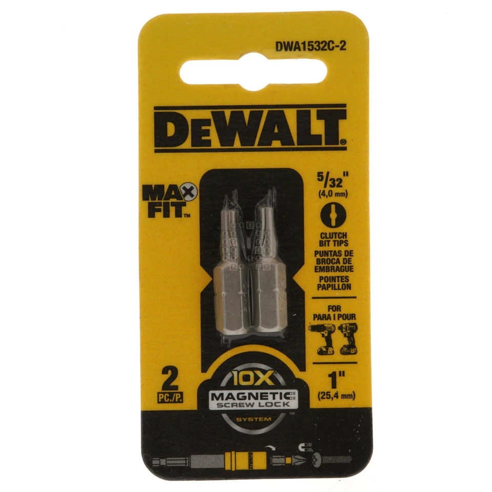 DeWALT DWA1532C-2 5/32" MAX FIT Clutch Bit Tips, 1" Length, 2-Pack - Image 1 of 4