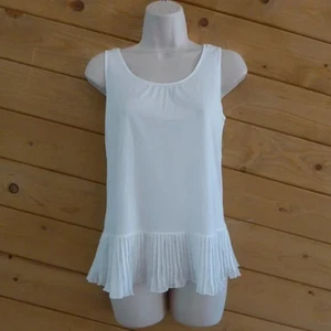 Kumikyoku 組曲 weißes Tanktop Tunika Plissee am Saum Basic Layer XS - Bild 1 von 7